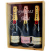 Coffret cadeau gravé Joyeuses Fêtes 3 bouteilles Champagne Moët et Chadon Brut Imperial