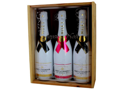 Coffret cadeau gravé Joyeux Noël 3 bouteilles Champagne Moët et Chadon Ice Imperial