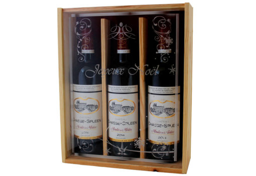 Coffret cadeau gravé Joyeux Noël 3 bouteilles Château Chasse-Spleen AOP Moulis 2014