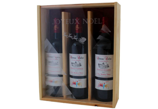 Coffret cadeau gravé Sapin 3 bouteilles Bordeaux Château Caban 2013