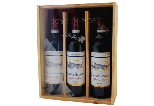 Coffret cadeau gravé Traineau 3 bouteilles Château Chasse-Spleen AOP Moulis 2014