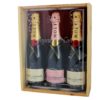 Coffret cadeau gravé "Joyeux Noël" + trois bouteilles Champagne Moët et Chadon Brut Imperial