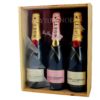 Coffret cadeau gravé "Traineau" + trois bouteilles Champagne Moët et Chadon Brut Imperial