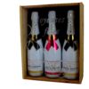 Coffret cadeau gravé "Joyeuses Fêtes" + trois bouteilles Champagne Moët et Chadon Ice Imperial