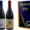 Coffret Cadeau 2 Bouteilles Château Neuf du Pape et Gigondas Imprimé Joyeuses Fêtes