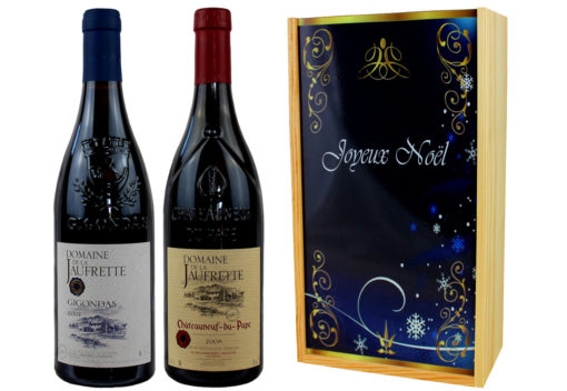 Coffret Cadeau Imprimé « Volutes » + 2 Bouteilles Château Neuf du Pape et Gigondas