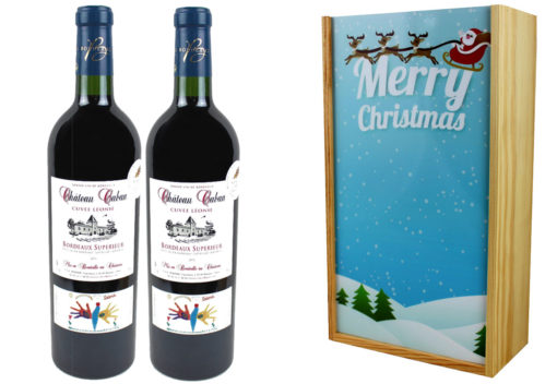 Coffret Cadeau Imprimé 2 Bouteilles Bordeaux Supérieur AOP 2013 Traineau