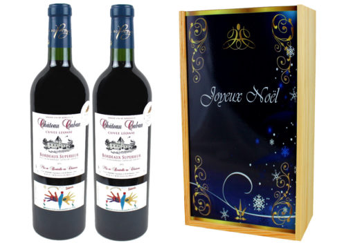 Coffret Cadeau Imprimé « Volutes » + 2 Bouteilles Bordeaux Supérieur AOP 2013