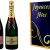 Coffret Cadeau Imprimé 2 Bouteilles Champagne Moet et Chandon Brut et Brut Rosé Joyeuses Fêtes