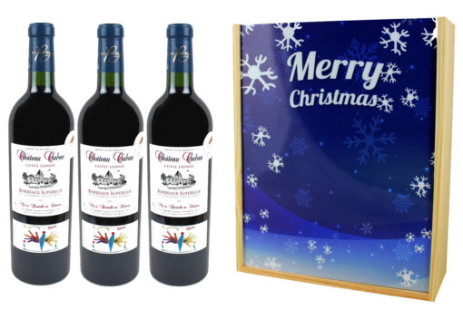 Coffret Cadeau Imprimé 3 Bouteilles Bordeaux Supérieur AOP 2013 flocons