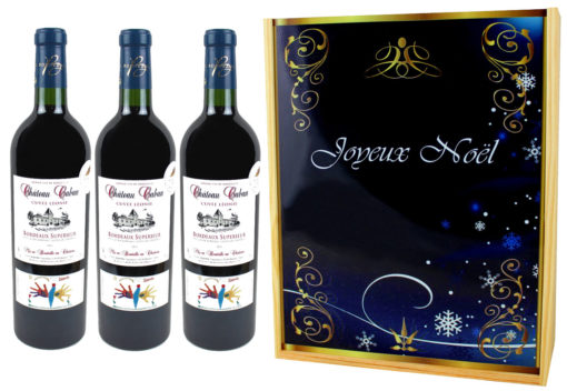 Coffret Cadeau Imprimé « Volutes » + 3 Bouteilles Bordeaux Supérieur AOP 2013