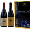 Coffret Cadeau Imprimé 3 Bouteilles Château Neuf du Pape Vacqueras Gigondas volutes