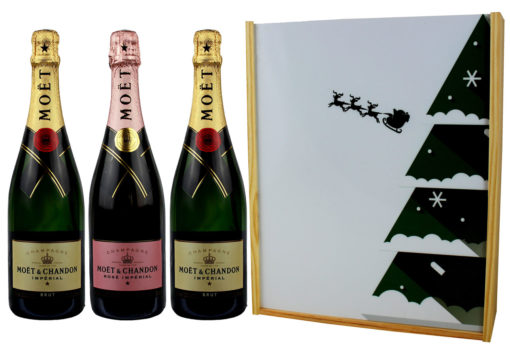 Coffret Cadeau Imprimé "Sapin" + 3 Champagne Moet et Chandon Imperial