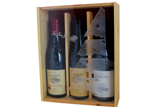 Coffret cadeau gravé 3 bouteilles Côtes du Rhônes Domaine de la Jaufrette